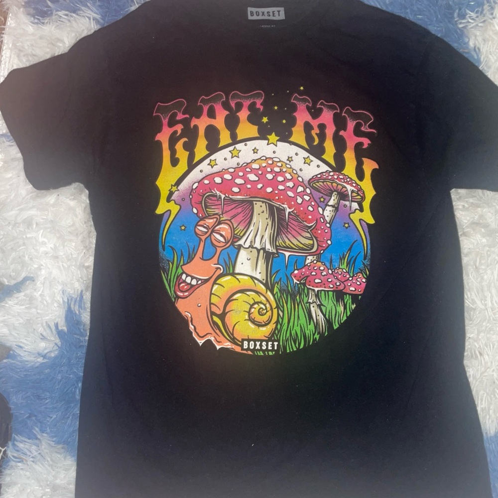 Boxset Black Graphic Tee with Colorful Design